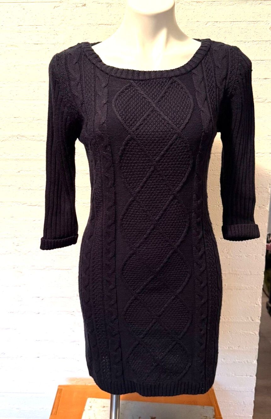 October Cable Knit Sweater Dress Navy S Preppy Fisherman Core Grandmacore